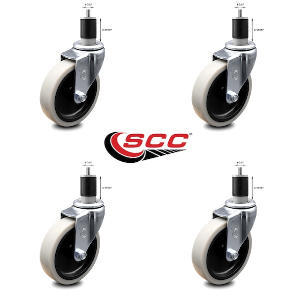 4 Inch Thermoplastic Rubber Wheel 1-7/8 Inch Expanding Stem Caster SCC, 4PK